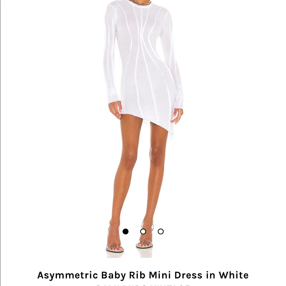 SAMI MIRO VINTAGE Asymmetric Baby Rib Mini Dress in White Medium New Nwt Women's